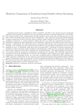 Blockwise Compression of Transformer-based Models without Retraining