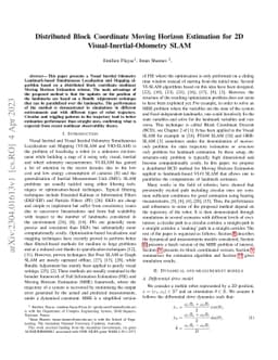 Distributed Block Coordinate Moving Horizon Estimation for 2D
  Visual-Inertial-Odometry SLAM