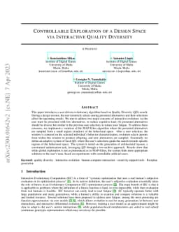 Controllable Exploration of a Design Space via Interactive Quality
  Diversity