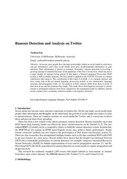 Rumour Detection and Analysis on Twitter