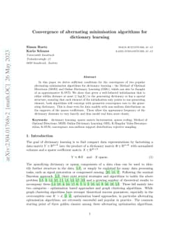 Convergence of alternating minimisation algorithms for dictionary
  learning