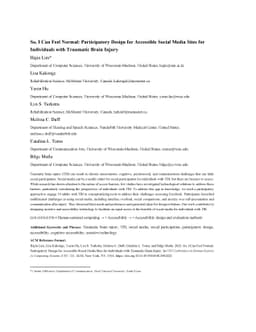 So, I Can Feel Normal: Participatory Design for Accessible Social Media
  Sites for Individuals with Traumatic Brain Injury