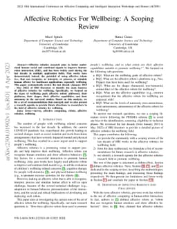 Affective Robotics For Wellbeing: A Scoping Review