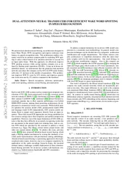 Dual-Attention Neural Transducers for Efficient Wake Word Spotting in
  Speech Recognition