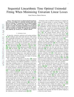 Sequential Linearithmic Time Optimal Unimodal Fitting When Minimizing
  Univariate Linear Losses
