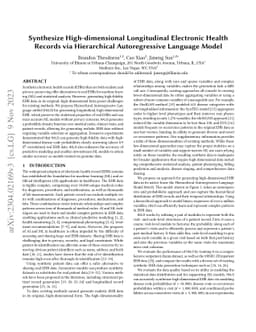 Synthesize High-dimensional Longitudinal Electronic Health Records via
  Hierarchical Autoregressive Language Model