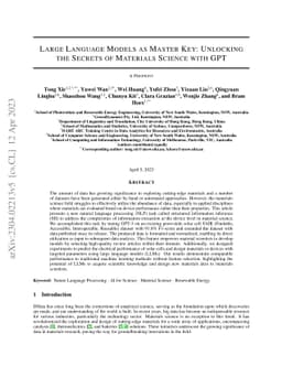 Large Language Models as Master Key: Unlocking the Secrets of Materials
  Science with GPT