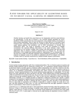 A step towards the applicability of algorithms based on invariant causal
  learning on observational data