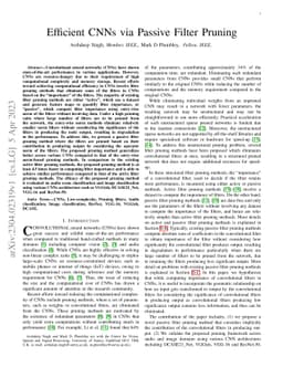 Efficient CNNs via Passive Filter Pruning