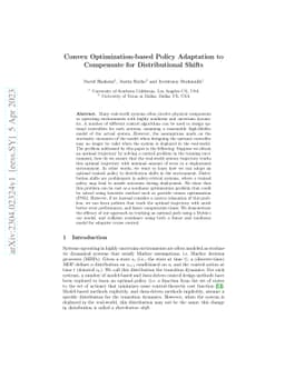 Convex Optimization-based Policy Adaptation to Compensate for
  Distributional Shifts