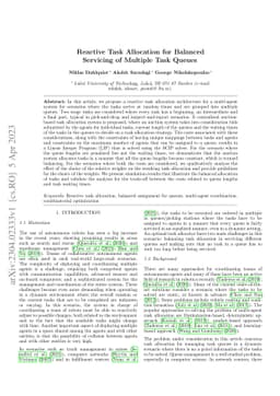 Reactive Task Allocation for Balanced Servicing of Multiple Task Queues