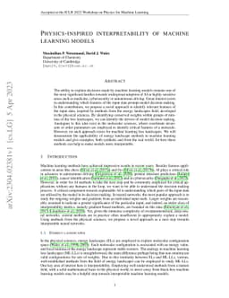 Physics-Inspired Interpretability Of Machine Learning Models