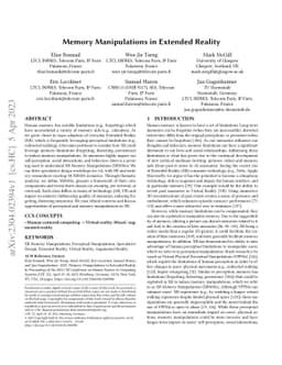 Memory Manipulations in Extended Reality