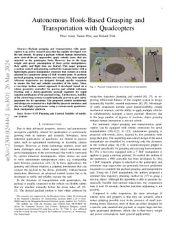 Autonomous Hook-Based Grasping and Transportation with Quadcopters