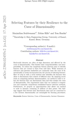 Selecting Features by their Resilience to the Curse of Dimensionality
