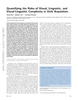 Quantifying the Roles of Visual, Linguistic, and Visual-Linguistic
  Complexity in Verb Acquisition
