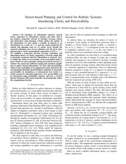 Sensor-based Planning and Control for Robotic Systems: Introducing
  Clarity and Perceivability