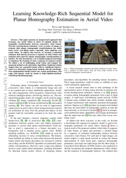 Learning Knowledge-Rich Sequential Model for Planar Homography
  Estimation in Aerial Video