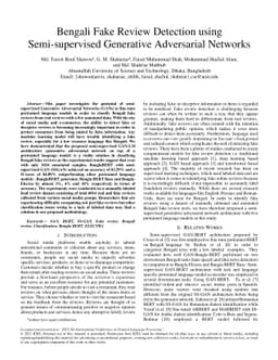 Bengali Fake Review Detection using Semi-supervised Generative
  Adversarial Networks