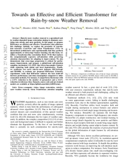 Towards an Effective and Efficient Transformer for Rain-by-snow Weather
  Removal