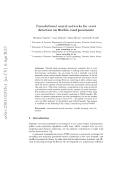 Convolutional neural networks for crack detection on flexible road
  pavements