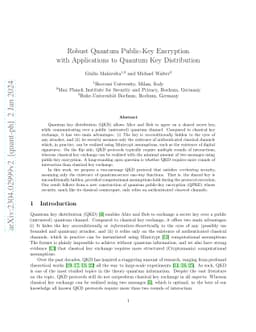 Robust Quantum Public-Key Encryption with Applications to Quantum Key
  Distribution