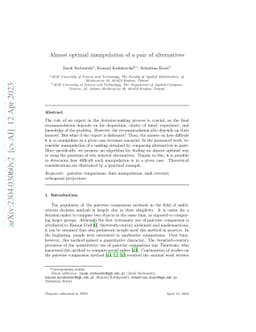 Almost optimal manipulation of a pair of alternatives