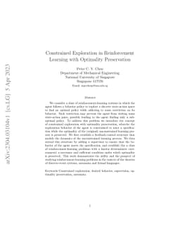 Constrained Exploration in Reinforcement Learning with Optimality
  Preservation