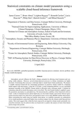 Statistical constraints on climate model parameters using a scalable
  cloud-based inference framework