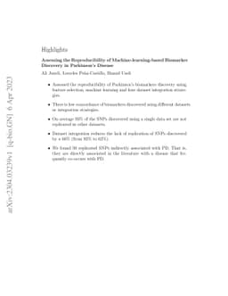 Assessing the Reproducibility of Machine-learning-based Biomarker
  Discovery in Parkinson's Disease