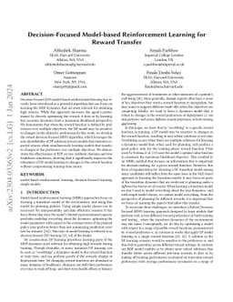 Decision-Focused Model-based Reinforcement Learning for Reward Transfer
