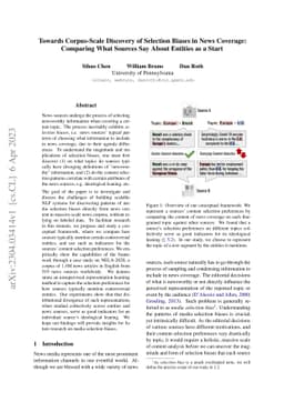 Towards Corpus-Scale Discovery of Selection Biases in News Coverage:
  Comparing What Sources Say About Entities as a Start
