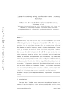 Adjustable Privacy using Autoencoder-based Learning Structure