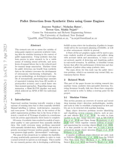 Pallet Detection from Synthetic Data Using Game Engines