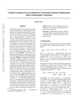 A Block Coordinate Descent Method for Nonsmooth Composite Optimization
  under Orthogonality Constraints