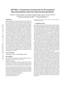 GPT4Rec: A Generative Framework for Personalized Recommendation and User
  Interests Interpretation