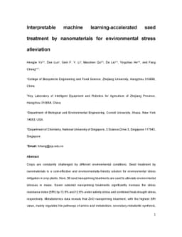 Interpretable machine learning-accelerated seed treatment by
  nanomaterials for environmental stress alleviation