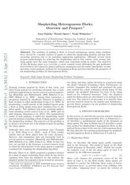 Shepherding Heterogeneous Flocks: Overview and Prospect