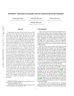 KeyDetect --Detection of anomalies and user based on Keystroke Dynamics