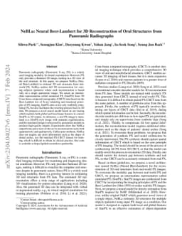 NeBLa: Neural Beer-Lambert for 3D Reconstruction of Oral Structures from
  Panoramic Radiographs