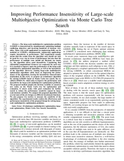 Improving Performance Insensitivity of Large-scale Multiobjective
  Optimization via Monte Carlo Tree Search