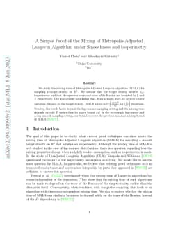 A Simple Proof of the Mixing of Metropolis-Adjusted Langevin Algorithm
  under Smoothness and Isoperimetry