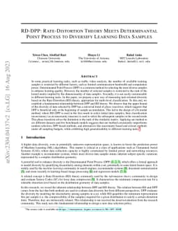 RD-DPP: Rate-Distortion Theory Meets Determinantal Point Process to
  Diversify Learning Data Samples