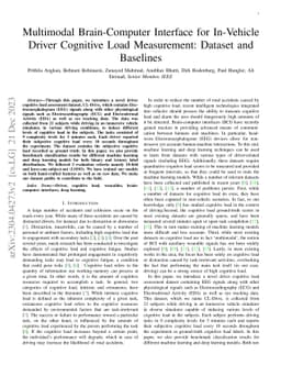 Multimodal Brain-Computer Interface for In-Vehicle Driver Cognitive Load
  Measurement: Dataset and Baselines