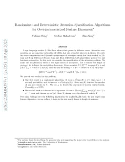 Randomized and Deterministic Attention Sparsification Algorithms for
  Over-parameterized Feature Dimension