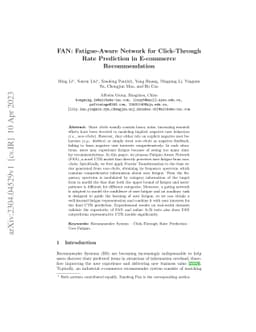 FAN: Fatigue-Aware Network for Click-Through Rate Prediction in
  E-commerce Recommendation