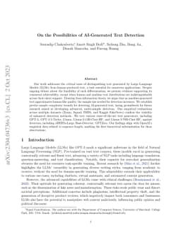 On the Possibilities of AI-Generated Text Detection