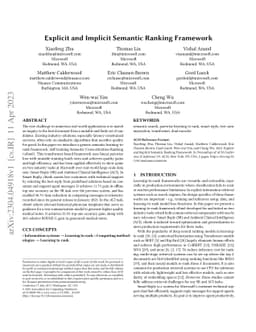 Explicit and Implicit Semantic Ranking Framework
