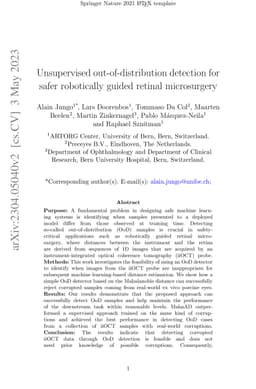 Unsupervised out-of-distribution detection for safer robotically guided
  retinal microsurgery