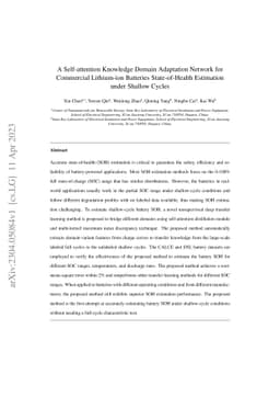 A Self-attention Knowledge Domain Adaptation Network for Commercial
  Lithium-ion Batteries State-of-health Estimation under Shallow Cycles